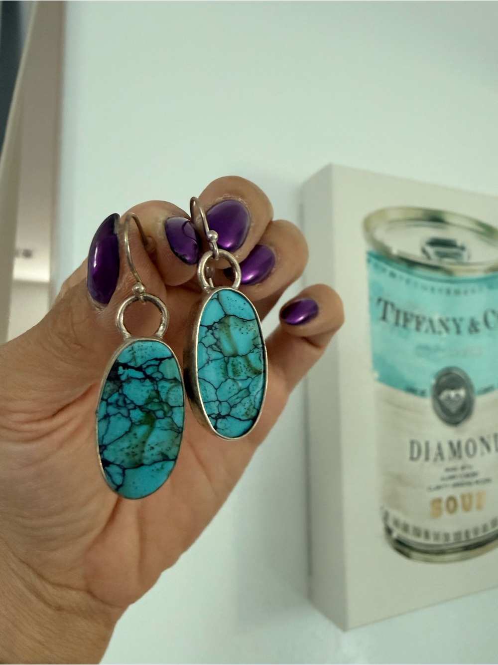 Hubei Turquoise Oval Drop Earrings